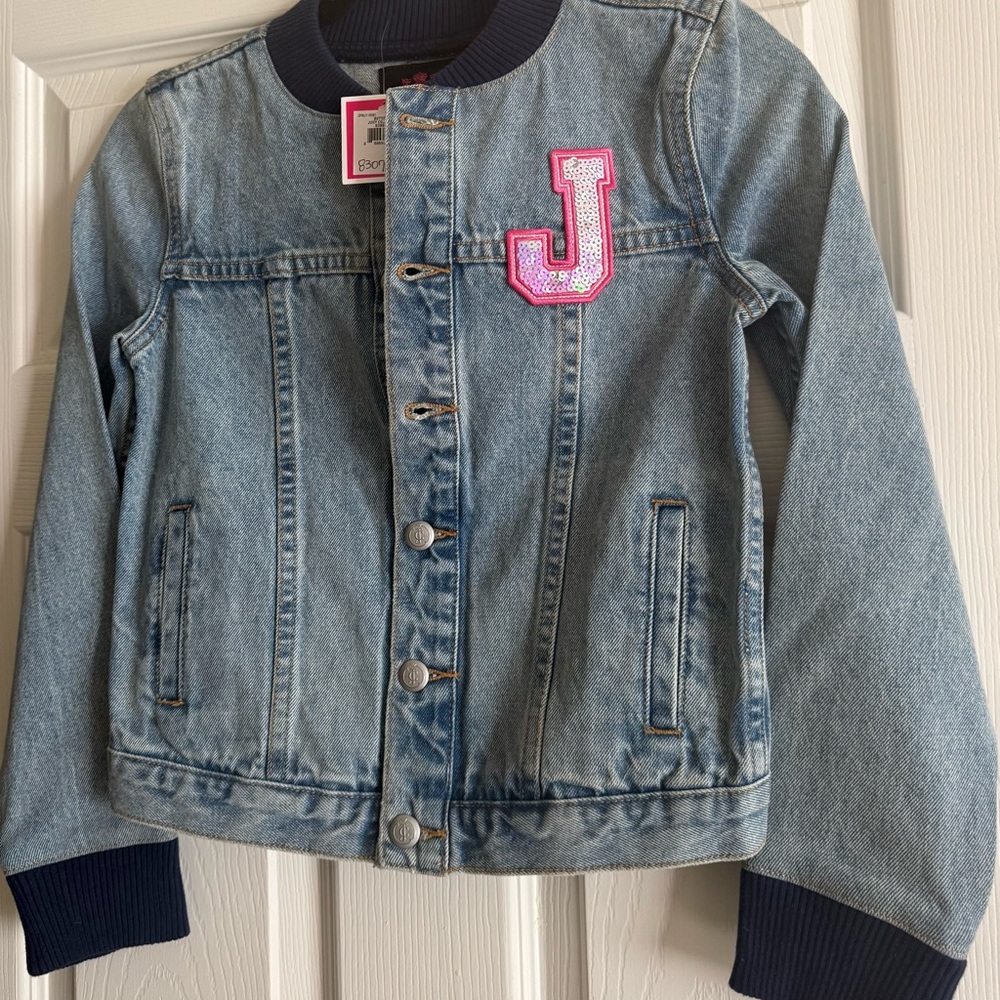 Juicy couture Size 10 Kids Blue Denim Jacket with Pink Patch